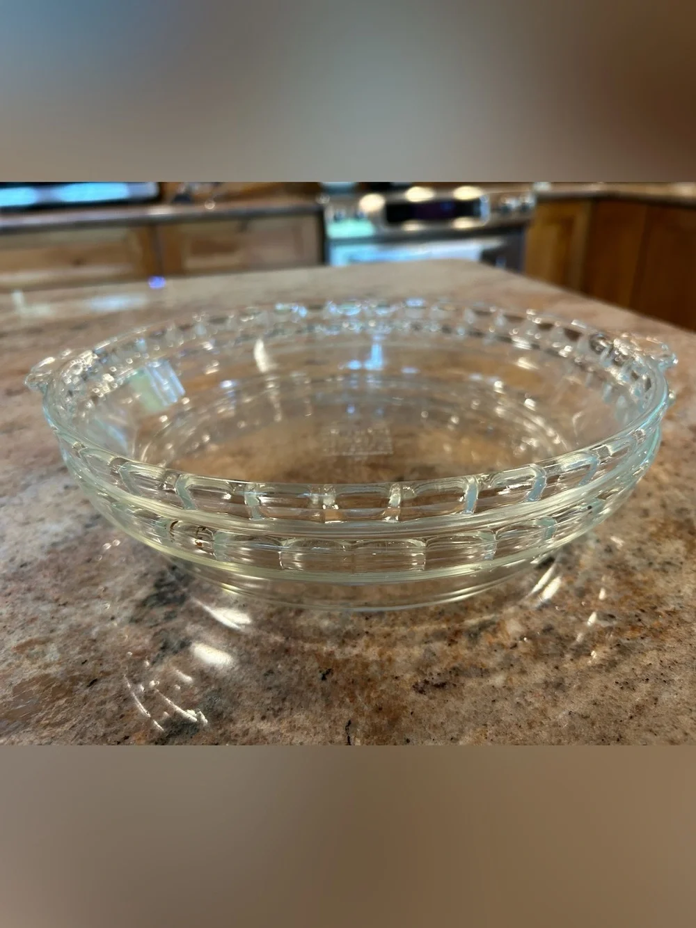 Pyrex TRADE MARK #229 Fluted Edge Clear Glass 9.50” Set of 2 Vintage Pie Dishes